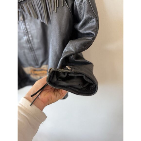 Harley Davidson Women's Willie G. Jacket Large Vintage Leather Jacket Black Red - Picture 6 of 12